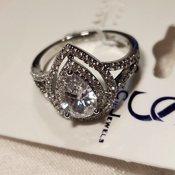 Savvy Cie Jewels Rhodium-Plated Teardrop Ring, Size 7 - Picture 3 of 14